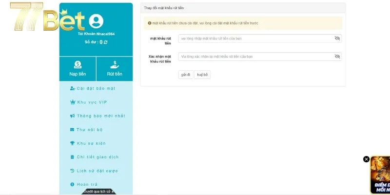 Điều kiện cần biết để rút tiền 77bet hiệu quả